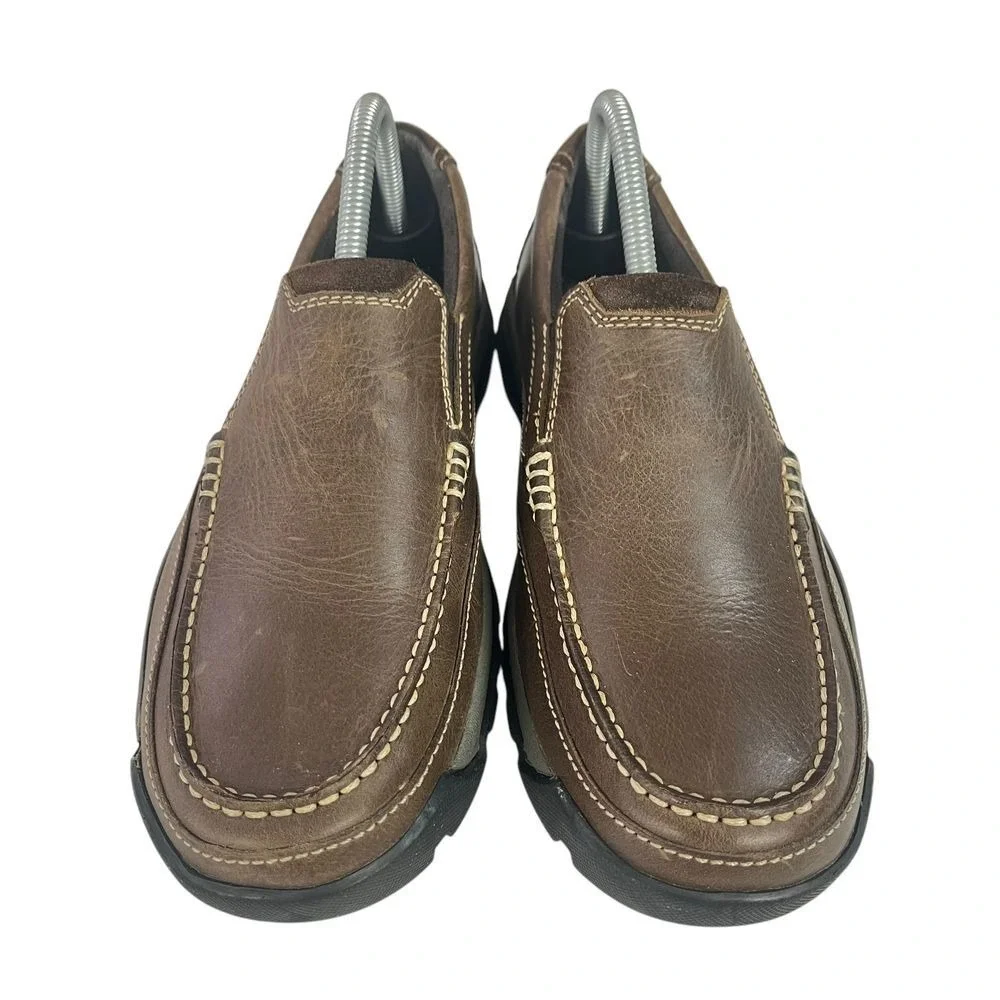 Florsheim Mens 7.5 Leather Slip On Loafers‎ Retro Dad Old School Casual Shoes
